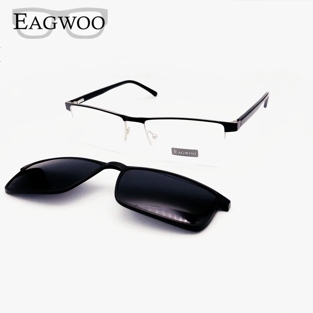 

Magnet Men Eyeglasses Half Rim Metal Optical Frame Prescription Spectacle Myopia Business Eye Glasses Sunglasses 60mm Wide Face