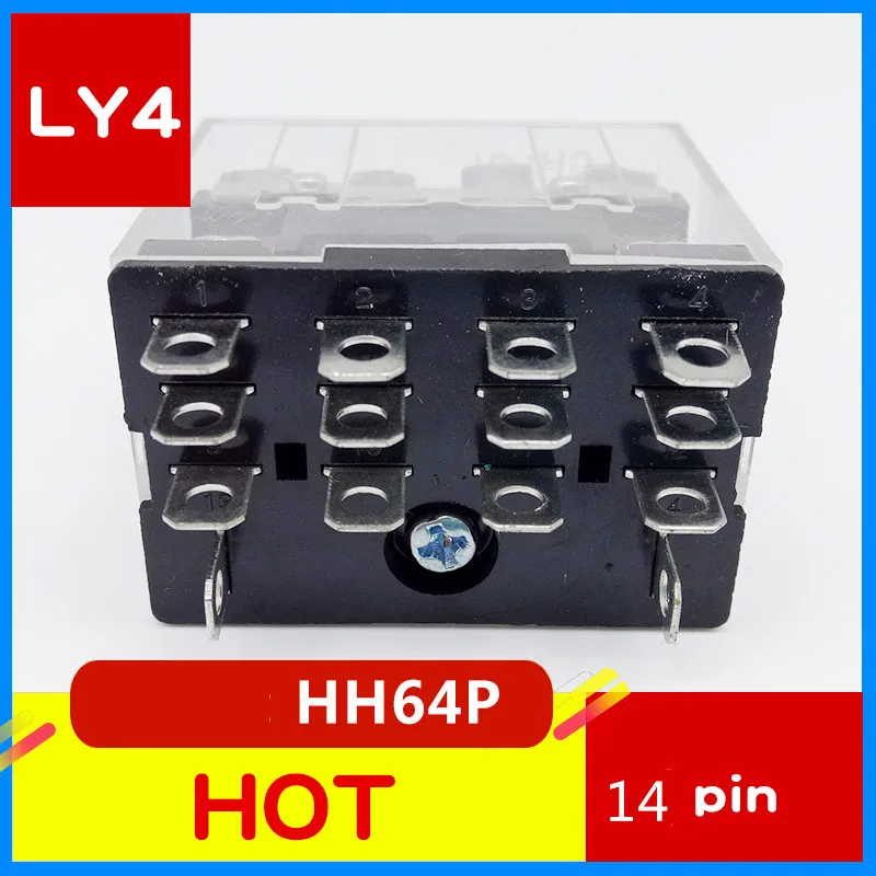 1Pcs LY4NJ HH64P Mini Relay P143 14 Pin 10A With LED Intermediate Relay 12VDC 24VDC 220V 10A general purpose switching relay