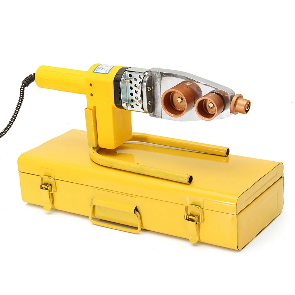 

220V 8Pcs Automatic Electric Welding Tool Heating PPR PE PP Tube Welded Pipe Welding Machine+ Heads+ Stand+Box Yellow