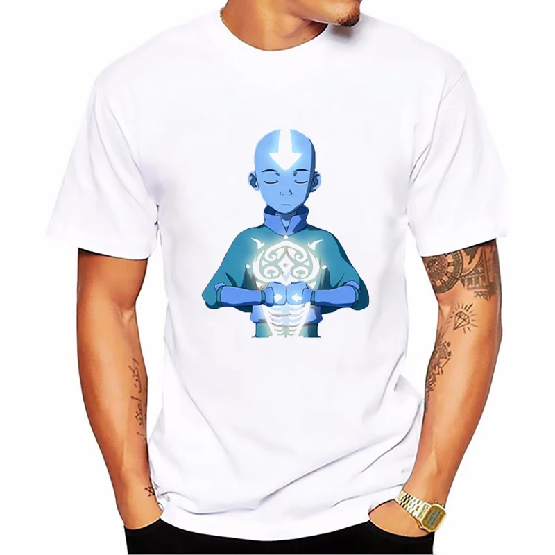 Avatar The Last Airbender Aang Avatar Cartoon Print T-Shirt Men New Summer Fashion Hip Hop T Shirt Men Harajuku T-Shirts Homme