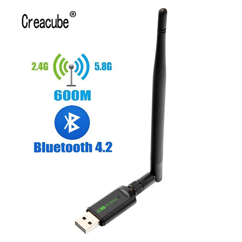 

Creacube 5G Wireless USB WiFi Bluetooth Adapter 600M USB WiFi Adapter Receiver Bluetooth 4.2 Network Card Transmitter For PC