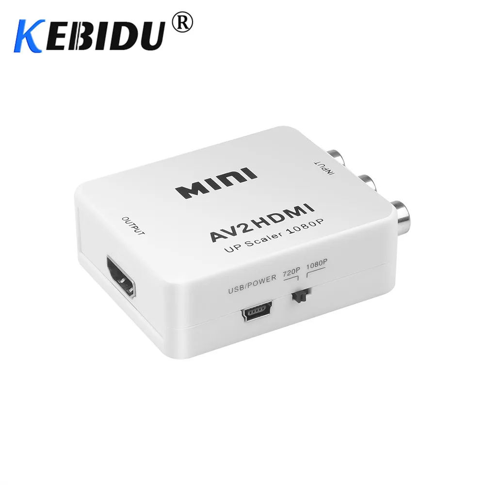 Composite AV CVBS 3RCA To HDMI Video Converter Adapter Full HD 720P 1080P สำหรับ HDTV VCR DVD VHS PS3 Xbox