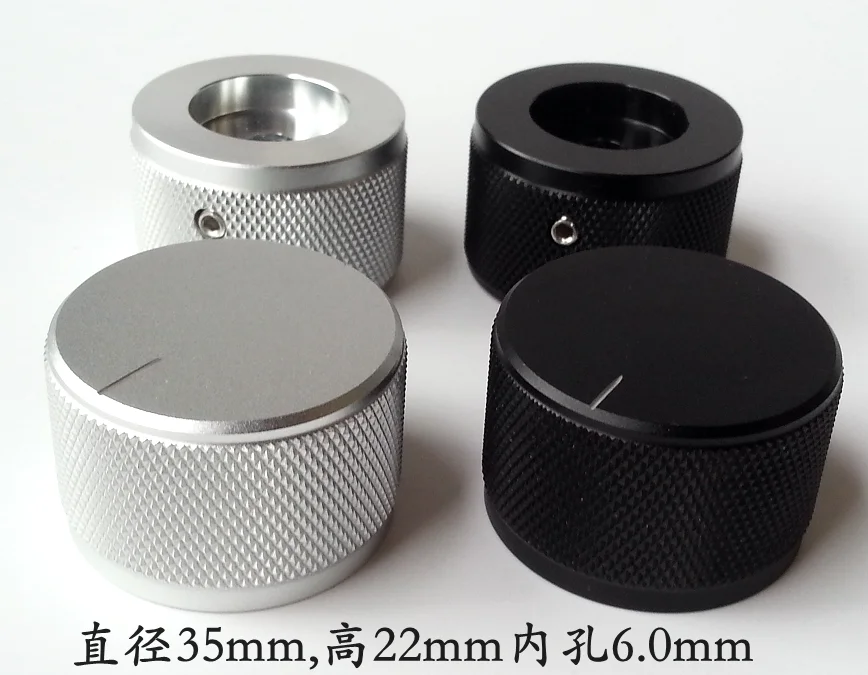 1pcs All aluminum alloy solid knob Potentiometer volume knob Audio amplifier knurled knob 35x22mm hole 6.0