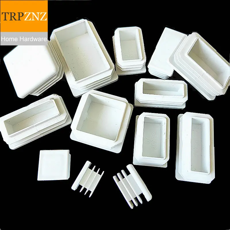 White Square tube plug, plastic plugs,Non-slip,Various size, Table chair  stool foot pad, Furniture foot support pipe inner plug