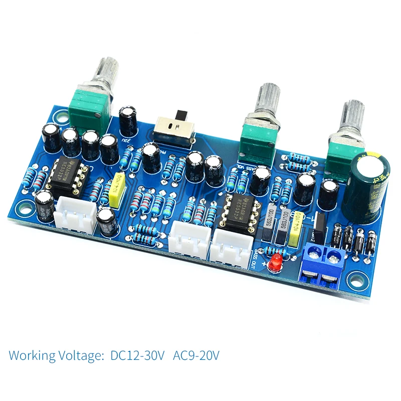 UNISIAN 2.1channels Low Pass Bass Filter PreAmplifier Board NE5532 Op-amp HIFI audio Pre-amplifier 2.1 tone board for Amplifier