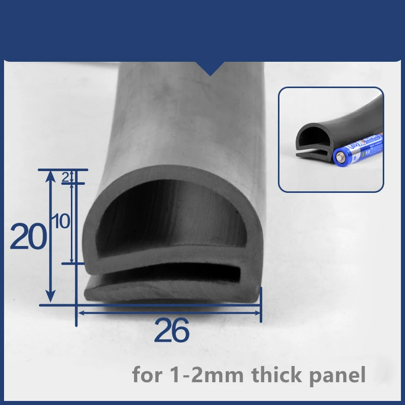 E-Shape Plastic Rubber Sealing Strip for Doors, Windows, Vehicles, Machine, Dustroof, Insulation Gaskets, Black White Grey