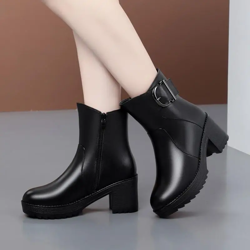 Hot Sale Spring Autumn Lacing Knee High Boots Women Fashion White Square Heel Woman Leather Shoes Winter PU Large Size