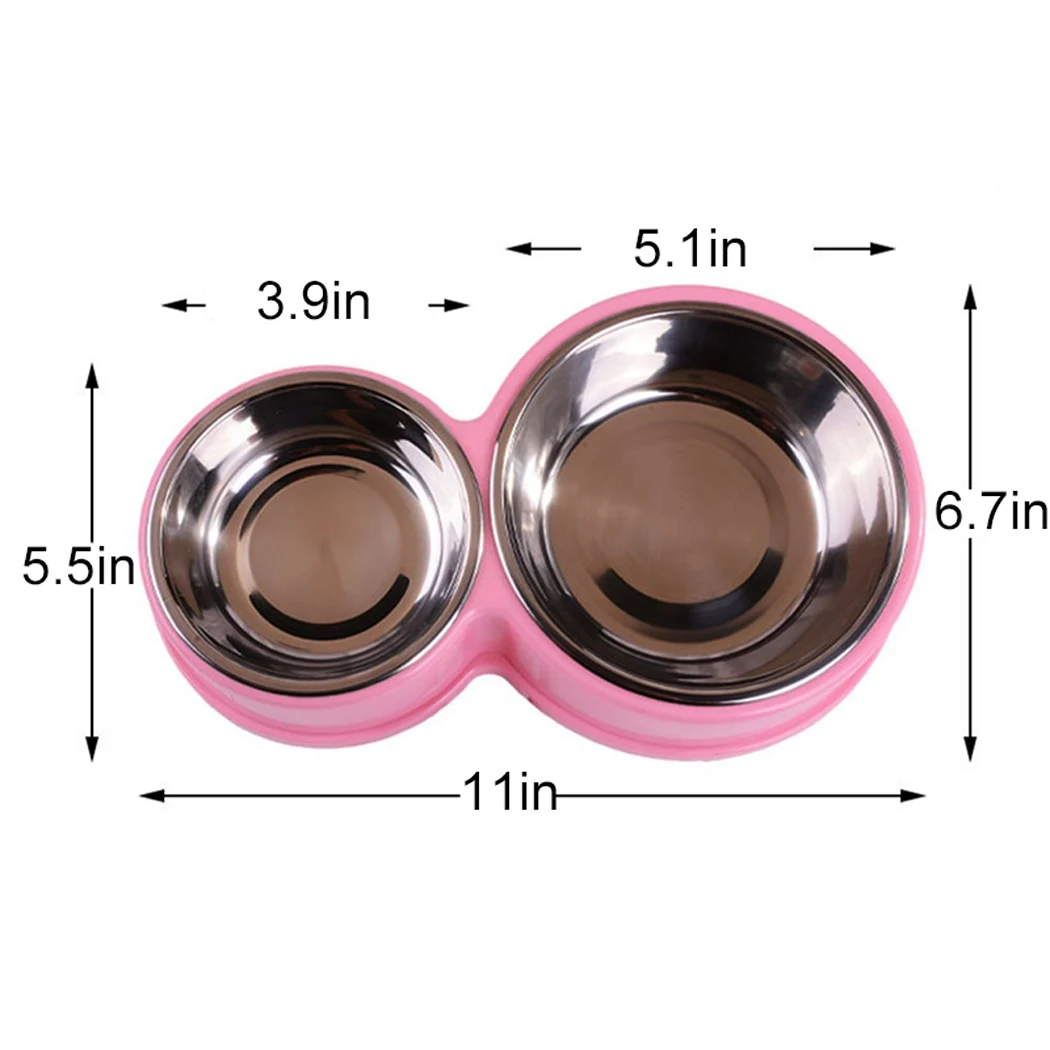 Double Pet Bowls Dog Food Water Feeder Stainless Steel Pet Drinking Dish Feeder Cat Puppy Feeding Supplies Small Dog Accessories