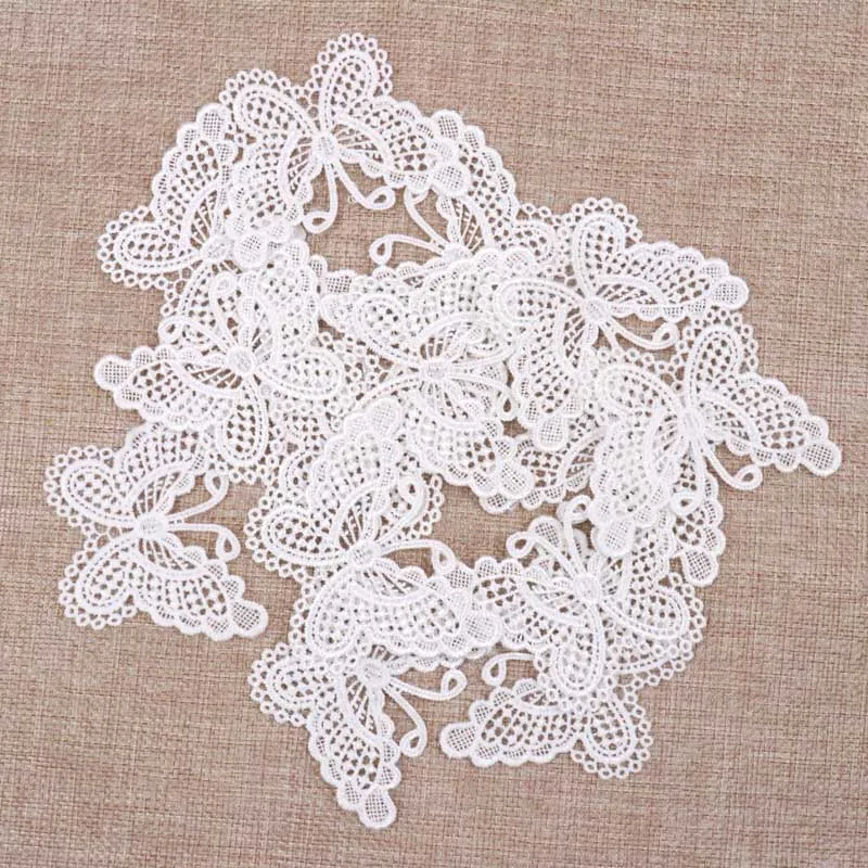 20pcs Butterfly Shaped Hollow Lace Garment Accessories Applique Mesh Trim Sew On Guipure Lace Fabric for Decoration 75x50mm