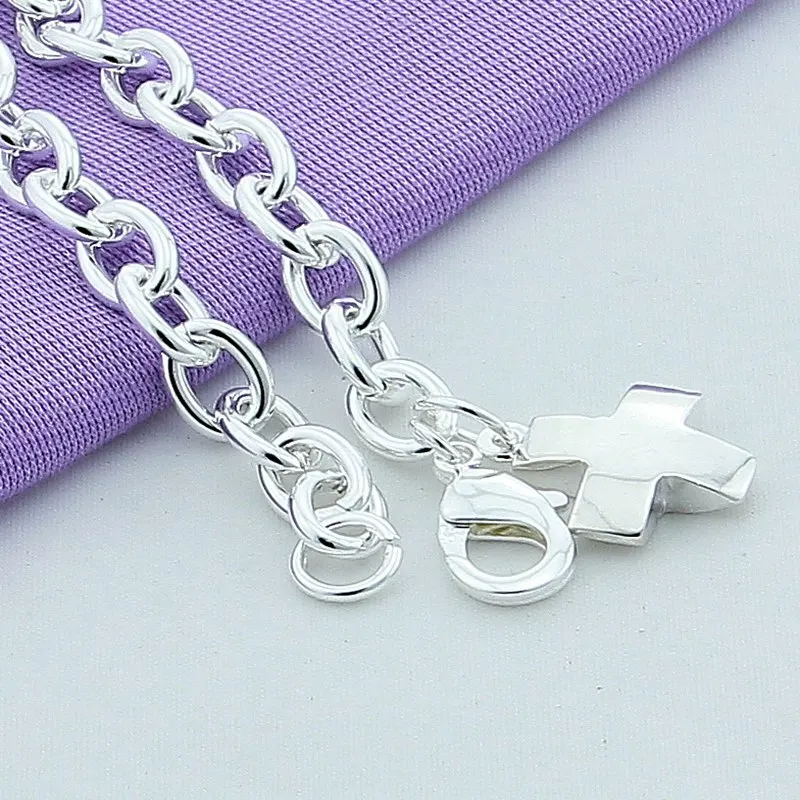 New 925 Sterling Silver Bracelet Cross Pendant Bracelet For Women & Men Charm Jewelry Gifts image 4