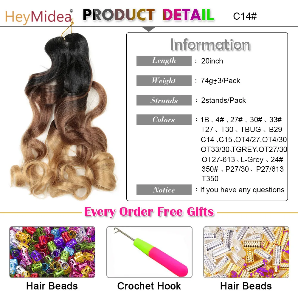 Loose Wave Crochet Hair Extension For Braids Synthetic Curly Hair Pre Stretched Braiding Hair For Black Women Whosale HeyMidea