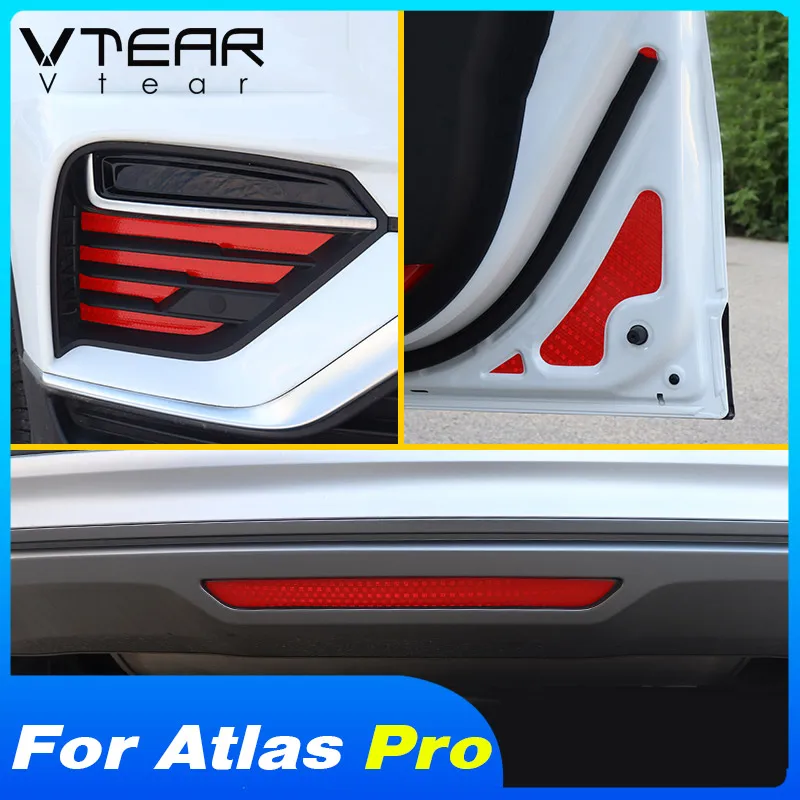 Vtear Car Body Reflective Stickers Door Bumper Headlamp Luminous External Accessory For Geely Atlas Pro Azkarra Belgee X70 2023