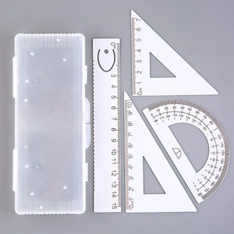 1 Set Practical Office School Painting Drafting Supplies Upscale Metal Stationery Triangular Ruler Straight Rulers Sets