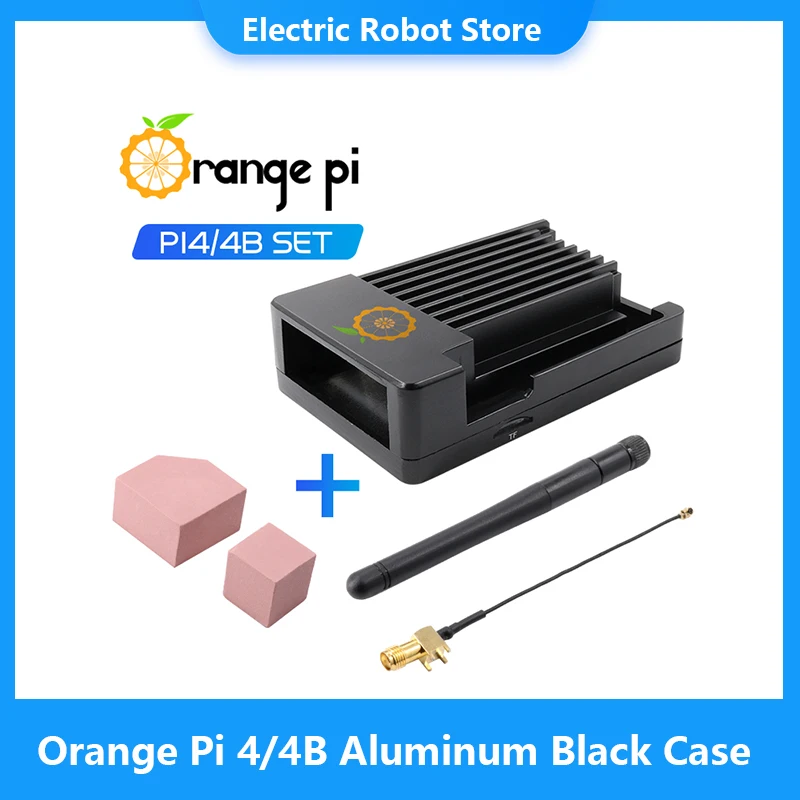 

Orange Pi 4/4B Boards Aluminum Alloy Black Case+Antenna+Thermal Conductive Adhesive