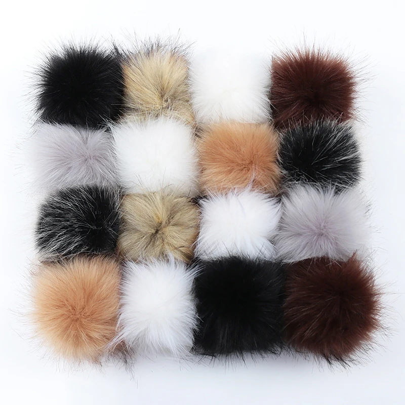 8cm Faux Fur Pom Pom Raccoon Fur Pompon Fox Fur Pompoms Nature Fur Pom Poms For Scarf Gloves Hats Cap Blanket Pompon Handmade