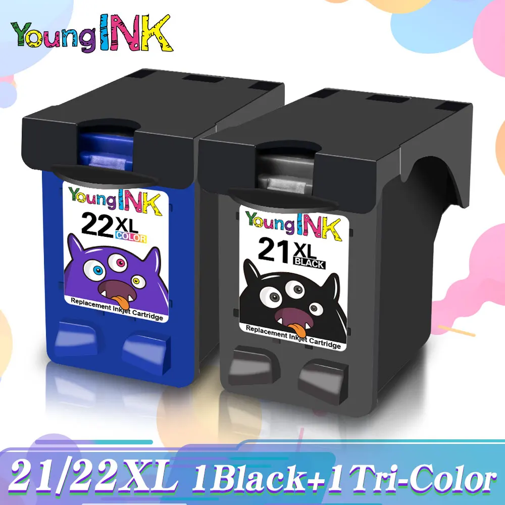 

YOUNGINK Ink Cartridge Remanufactured For HP 21 22 HP 21XL 22 XL For Deskjet Envy F340 F350 F4135 F4140 F4150 F4172 F4175Printer