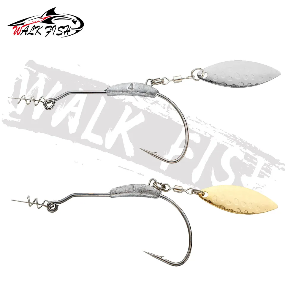 WALK FISH 3PCS 2g 3g 4g 5g 7g 9g Квошипный крючок Металлическая ложка с блестками Приманки с поворотным замком Колючий крючок Офсетные крючки