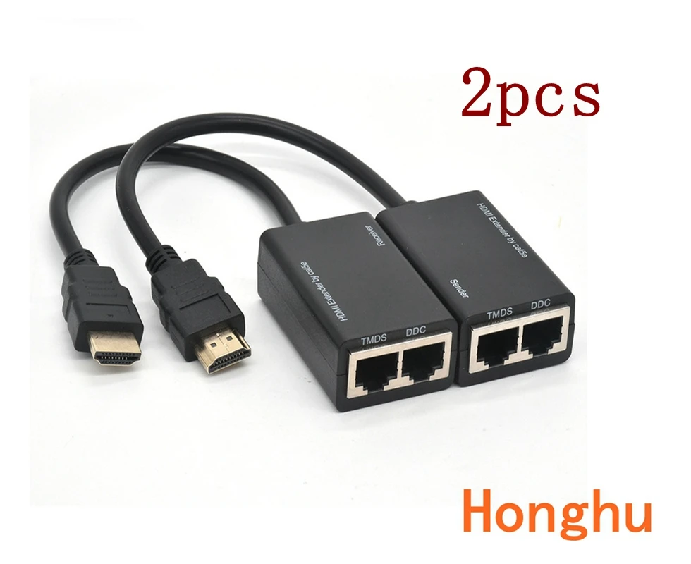 

2pcs HDMI Extender 4k RJ45 Ports LAN Network HDMI Extension Up To 30m Over CAT5e / 6 UTP LAN Ethernet Cable For HDTV HDPC