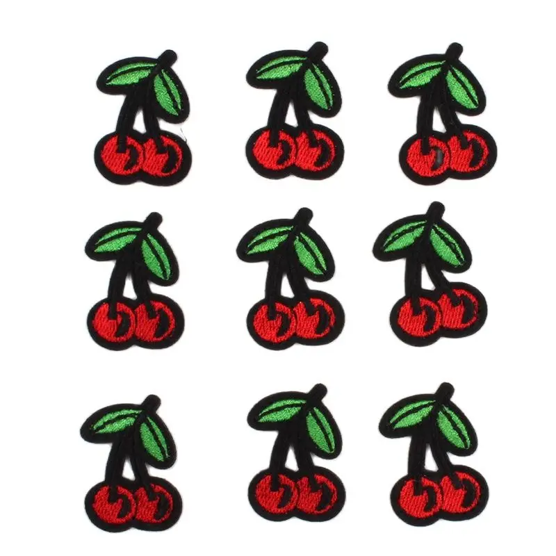 10pcs Iron On Cherry Patches DIY Cartoon Fruits Stickers For Jeans Bags Pants Coats Dress T Shirts Sewing Badge DIY Appliques