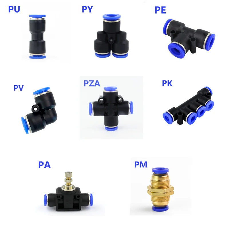 PY/PU/PV/PE/PA/PM Pneumatic fittings  water pipes and pipe connectors direct thrust 4 to 16mm PU plastic hose quick couplings