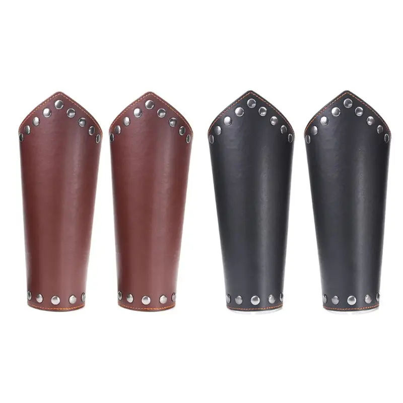 2 Pack Faux Leather Arm Guards Unisex Leather Wrist Guard Medieval Bracer Halloween Props Jewelry