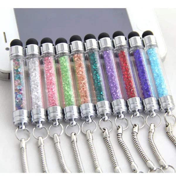 

50pcs/lot Crystal Stylus Pen With Dust Plug Capacity Screen Touch Pen Portable For iPhone/iPad Samsung HTC Xiaomi Mobile Phone