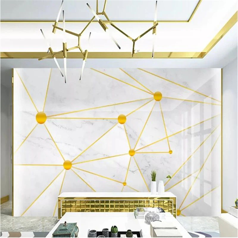 wellyu papel parede Custom wallpaperGold 3D stereo micro lattice geometric marble TV background wall papier peint mural 3d