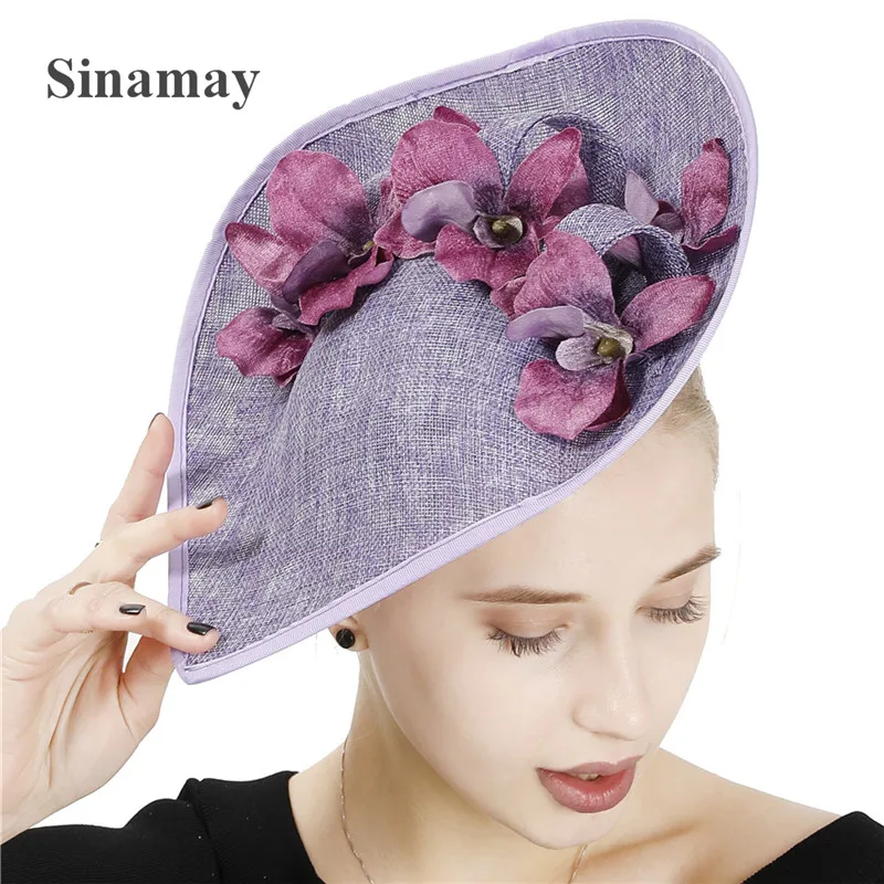 

Lavender Formal Dress Ladies Derby Chapeau Caps Bridal Floral Wedding Fascinators Headband Hats Women Party Tea Headpiece New