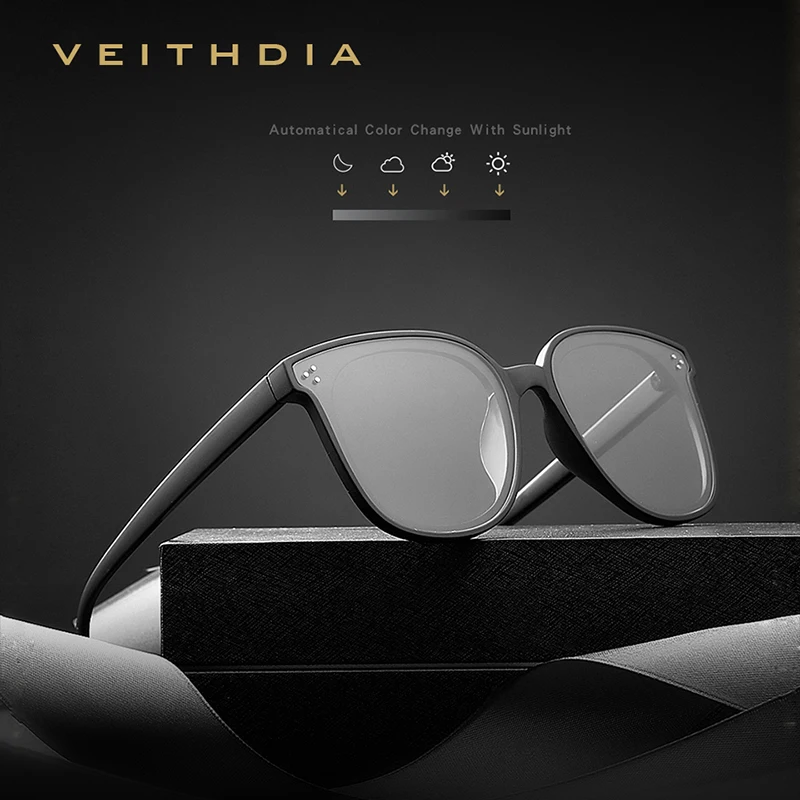 

VEITHDIA 2020 Vintage Unisex Sunglasses Women Photochromic Lens Sun Glasses Polarized UV400 Glasses For Women 8510