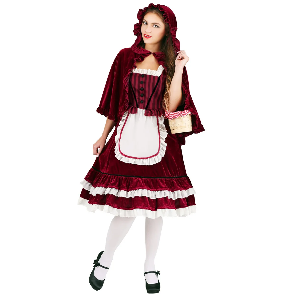 

Little Red Riding Hood Costume Adult Lolita Princess Queen Halloween Costume Women Fantasy Fancy Dress Party Cloak Outfit