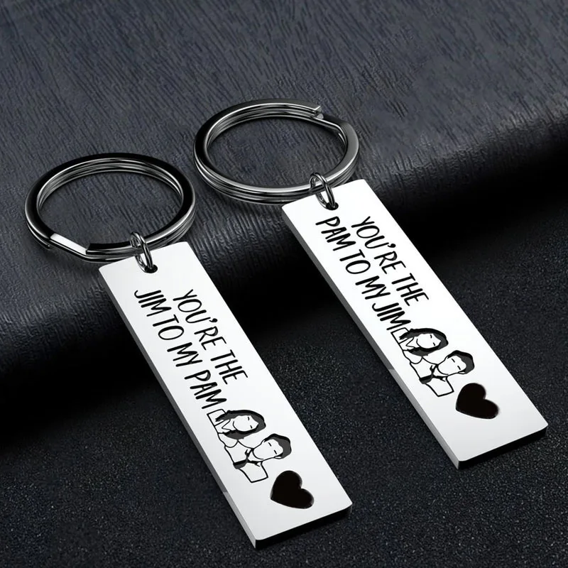 1Pcs The Office Keychain Pam and Jim Keyring You are The Jim to My Pam TV Show Inspired Couples Jewelry Gift DIY Custom Wholsale