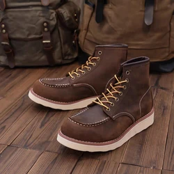 High Quality Vintage Men Cow Leather Shoes 875 Wings British Tooling Ankle Boots Handmade Autumn Winter Desert Motorcycle Boots