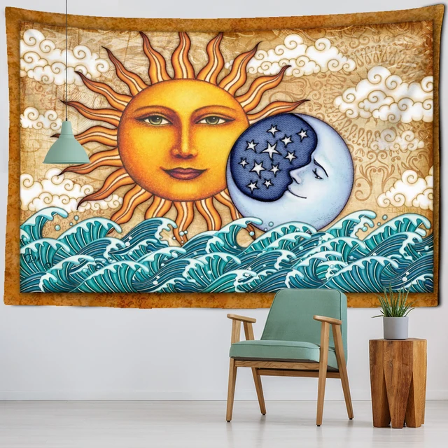Sun Moon Tapestry Moon Sun Hanging Home Decor Psychedelic Sun Moon Tapestry Wall Aliexpress