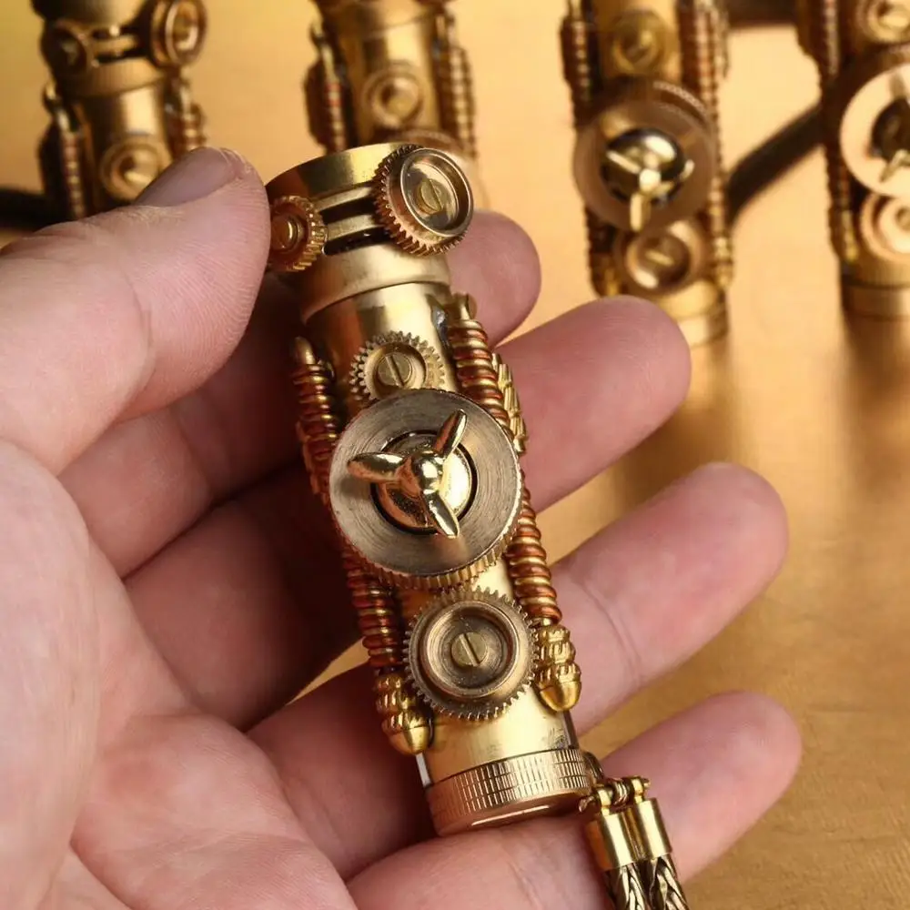 Punk Steampunk Lighter - Kerosene Fuel Cigarette Lighter with Handcrafted DIY Extended Chain Decor