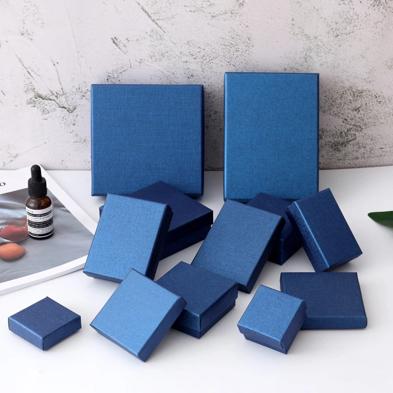 

24Pcs Blue Paper Container Packaging Box Holder Jewelry Display Gifts Christmas Ring Brooch Necklace Package for Gifts Boxes