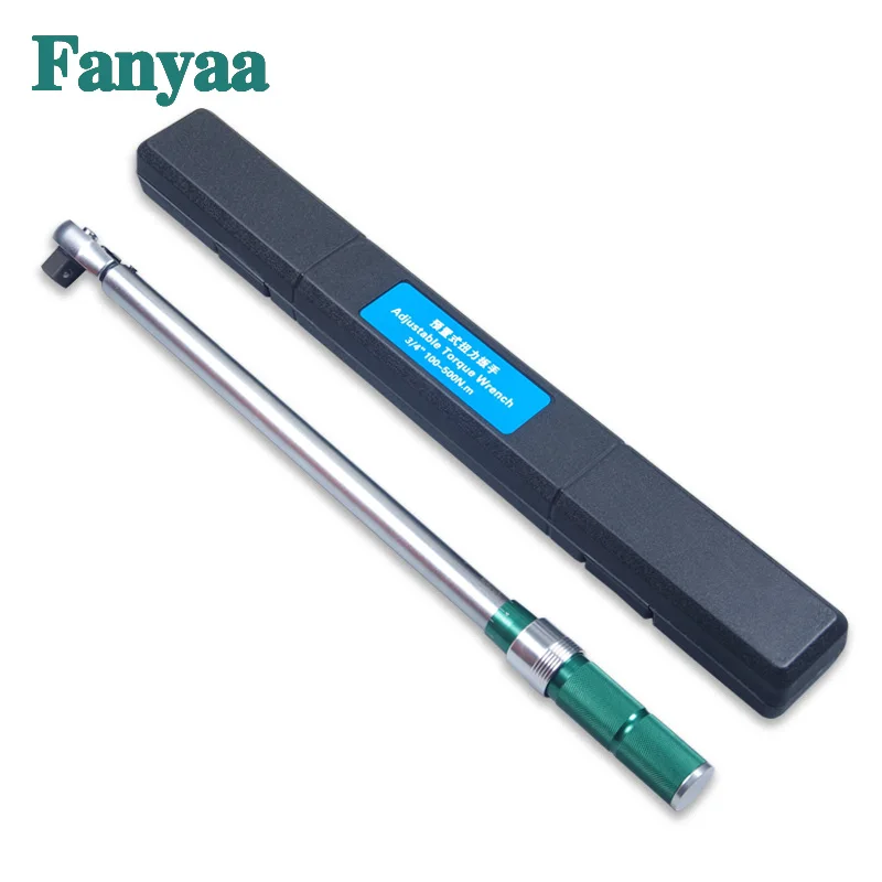 Fanyaa Professional Preset Adjustable Torque Wrench, Range 100-500Nm 3/4 Inch Square Drive Accuracy 4% Hand Tools Spanner