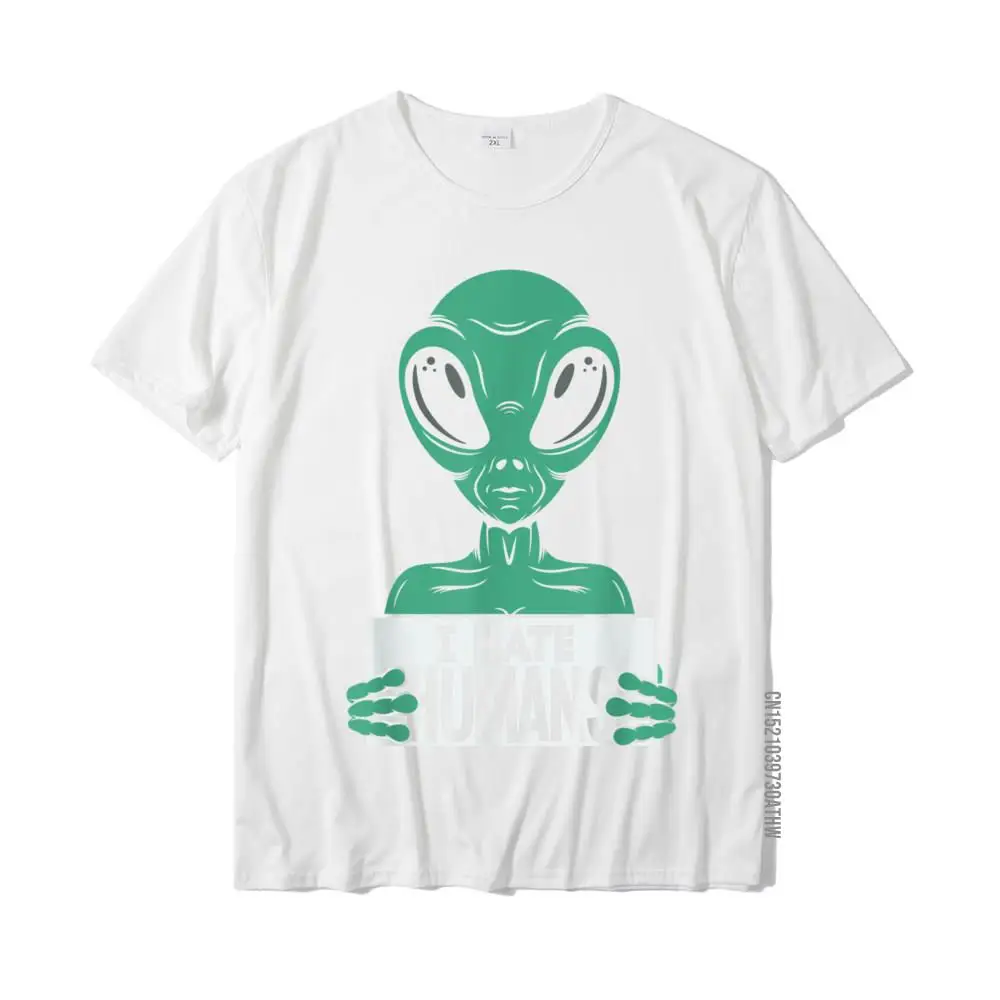 Funny Alien UFO Extraterrestrial I Hate Humans Alien Lover T-Shirt Top T-Shirts Discount Group Cotton Men Tees Casual