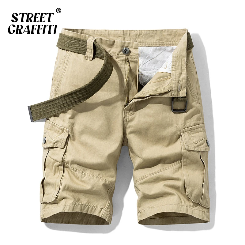 

Шорты-карго мужские с граффити, хлопковые штаны свободного кроя, однотонные повседневные, весна-лето 2023