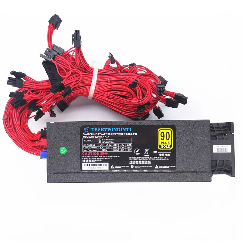 Full Modular 2000W PSU For Mining 110 220V ATX Power supply bitcoin for pc computer power Source RX580 rx570 RX470 Support 9 GPU