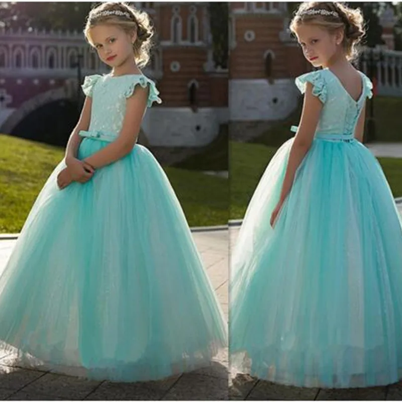 

Vintage Princess Dress with Lace Best Flower Girl Dress For Kids Custom Made Lace Up Back Pageant Gowns For Cute Girl