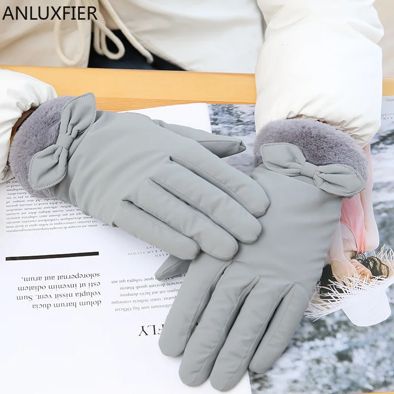 

H9950 Gloves Women Autumn Winter Plush Warm Thermal Mittens Windproof Driving Simple Riding Touch Screen Korean Trendy Hand Muff