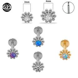 1PC G23 Titanium Opal  Zircon Cluster Ear Tragus Helix Cartilage Crystal Gem Earring Stud Labret Bar Ring Body Piercing Jewelry