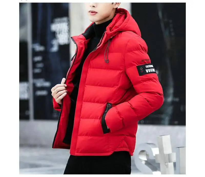 O envio da gota nova moda masculina jaqueta de inverno casaco com capuz quente dos homens casaco de inverno casual fino ajuste estudante masculino casaco streetwear