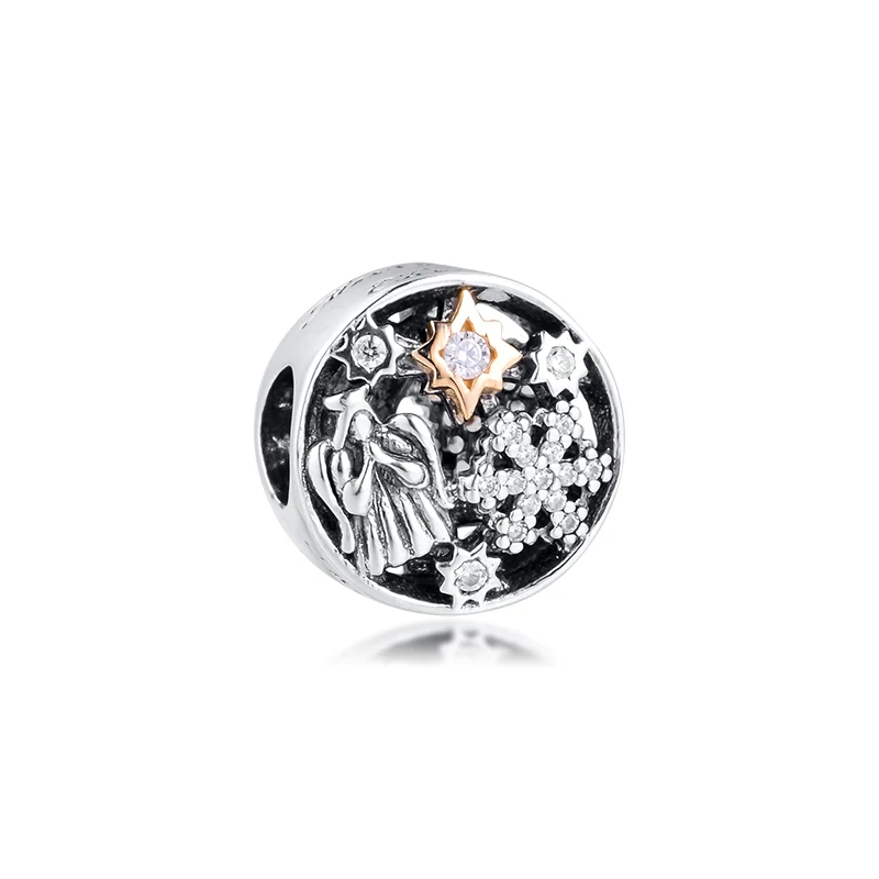 

Подлинное серебро 925 пробы ажурные Счастливого Рождества амулеты Подходит Pandora браслет бусы для женщин Изготовление ювелирных изделий kralen diy