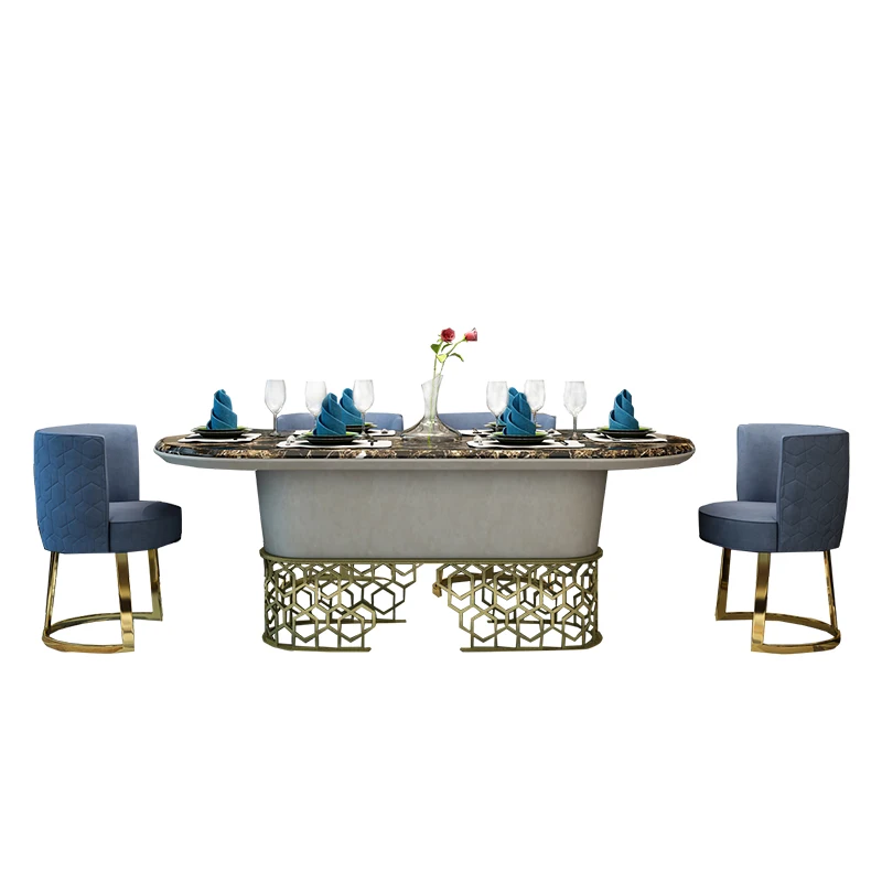 dining table set comedor sillas de comedor стол обеденный mesa comedor muebles de madera mesa + 6 chairs marble stainless steel