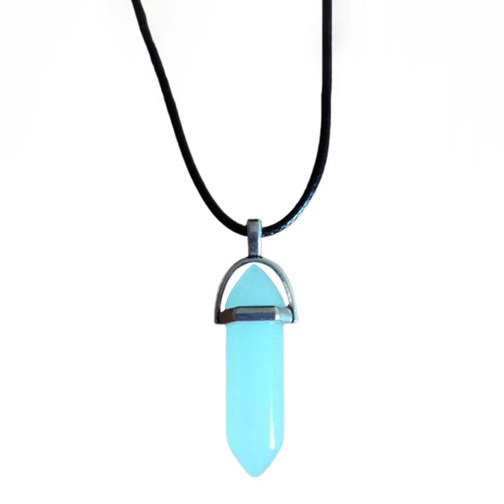 Luminous Stone Necklace Stone Pendant Luminous Stone Pendant Hexagonal Column Pendant Necklace Fluorescent Pendant