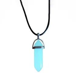 Luminous Stone Necklace Stone Pendant Luminous Stone Pendant Hexagonal Column Pendant Necklace Fluorescent Pendant