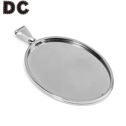 DC Light 5pcs Stainless Steel Blank Bases For Pendants Tray 18x25mm/30x40mm Cabochon Bases Oval Setting Jewelry Making Supplies