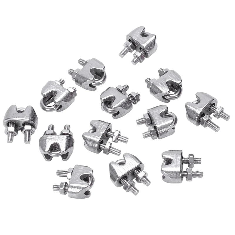 Wire Rope Clip  Mainly used in ships. 2mm 1/16 Inch Stainless Steel Wire Rope Cable Clamp Fastener 12pcs