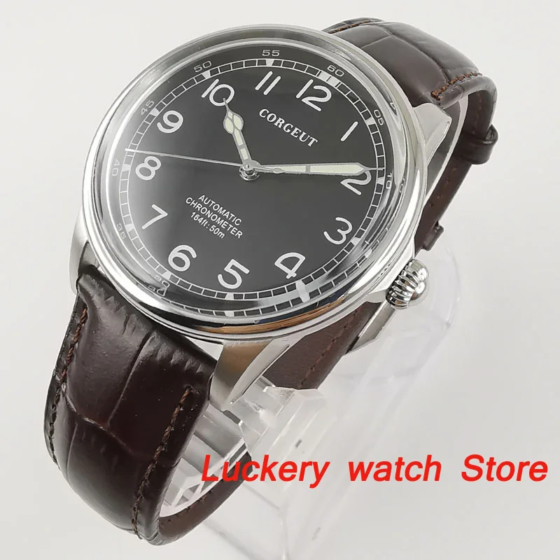 

Corgeut 41mm Mechanical Watch 316L stainless steel case leather strap miyota Automatic Movement Men Mechanical Wrist Watches